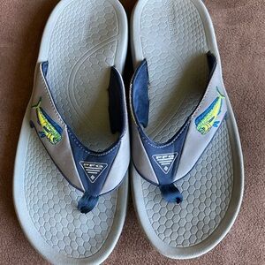Columbia PFG Gray and Navy Sandals size 9